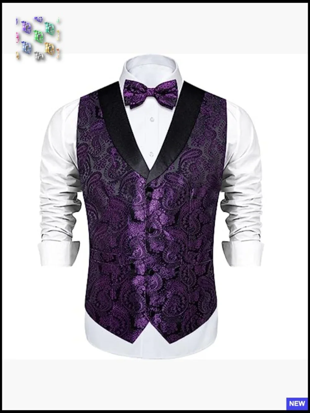 Silk Paisley Vest Set Elegant Classic Wedding Formal Wear Adjustable Fit
